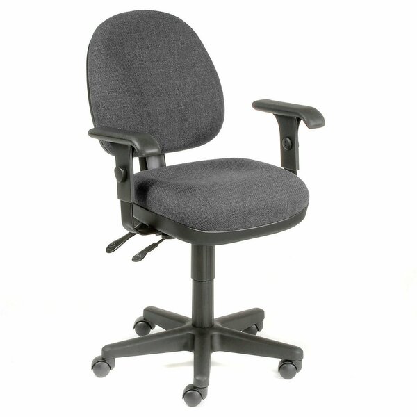 Interion By Global Industrial Interion Task Chair With 17-1/2inH Back & Adjustable Arms, Fabric, Black 594138BK